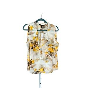 White House Black Market Floral semi share Sleeveless Blouse, SzL, transitional